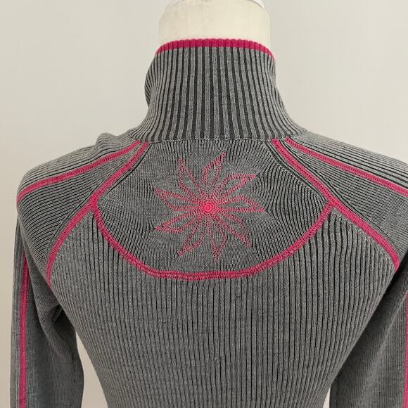 Athleta Women's Giant Slalom Full Zip Sweater Gray Pink Small - Picture 5 of 10